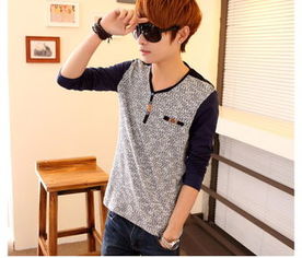 青春潮流新风尚 2014春季青少年男士韩版长袖T恤穿搭指南